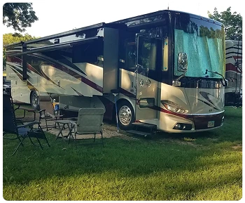 rv parked on the grass